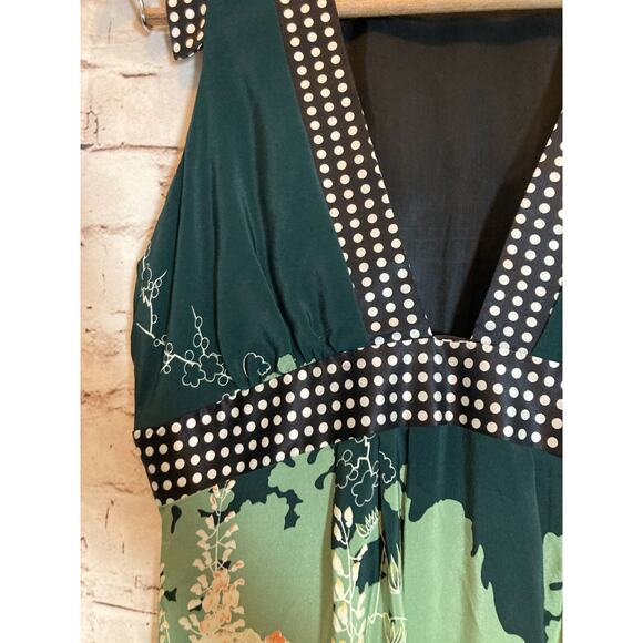 Anthropologie Corey Lynn Calter Silk Dress Women 8 Light Sage Green Mixed Prints - Picture 4 of 16